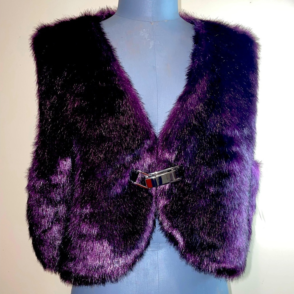 Purple Faux Fur Vest with buckle